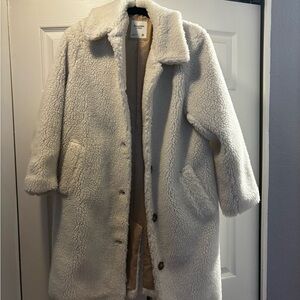 Abercrombie & Fitch Cream Teddy Coat